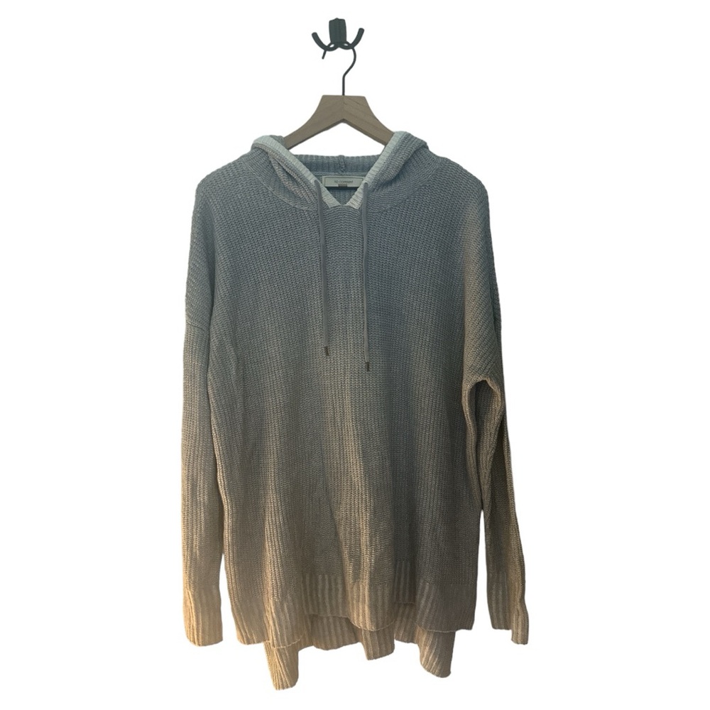 No Comment‎ Knit Hoodie Pullover Drawstring Sweater Gray L